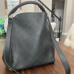 - Louis Vuitton black 10 x 12 x 7 inch (l x h x w)